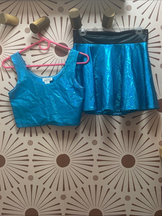 Peridot Clothing Dresses & Skirts - Blue Glitter Cropped Set - Power puff girl Zenon Rave Costume